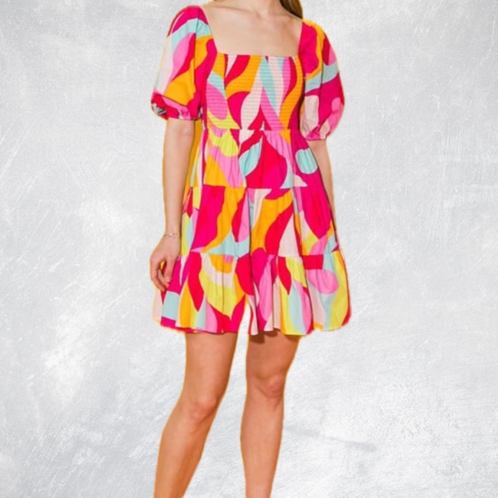 Colorful Geometric Print Dress